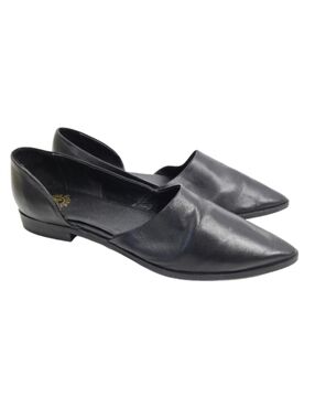 Vintage Foundry Shoes Black Leather Flats‎ Open Side